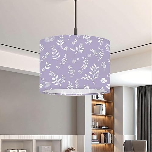 Vista 2 de boho Lampshades Lamp Shades 11"x11"x9" Violet Scripture Leaves Flowers Branches Floral Motifs Organic Shapes Light Shade for Table Lamps Floor Lamps