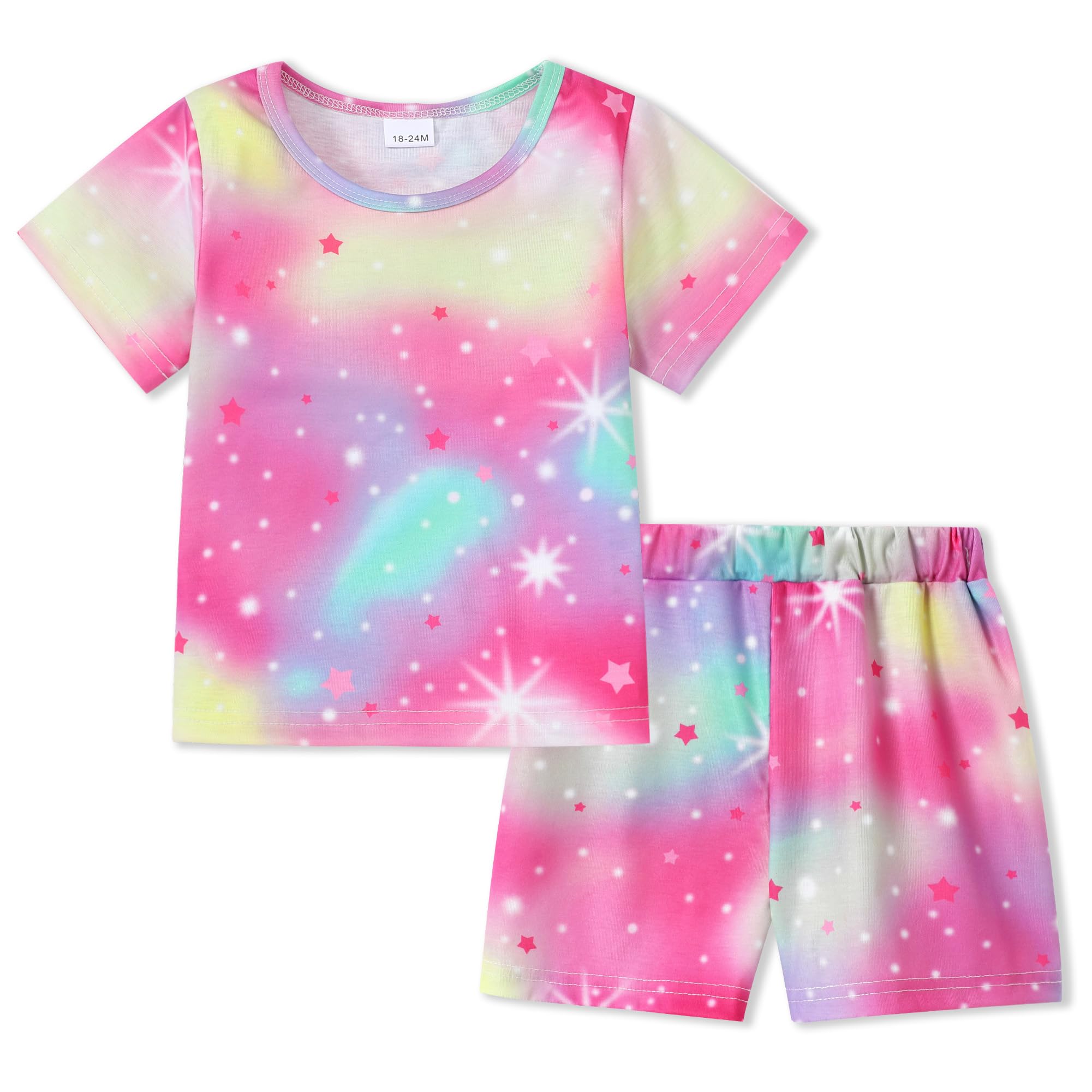 SOLOYEE Toddler Baby Girl Clothes Summer Outfits Contrast Short Sleeve T-Shirts Tops Shorts 2Pcs Girls Clothing Sets 1-5T