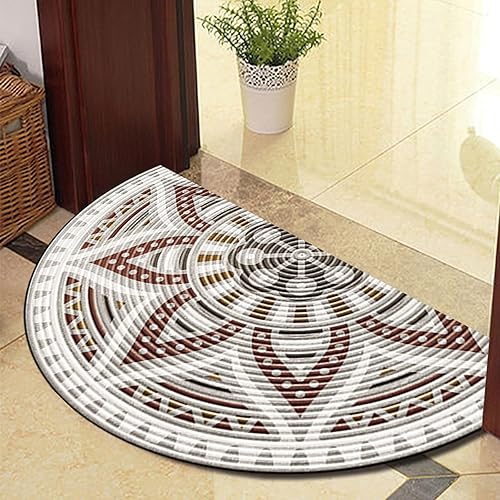 Tapete de medio círculo personalizado, para puerta de entrada, para interior, exterior, exterior, para puerta trasera, círculo gris, 15.7 x 23.6 in