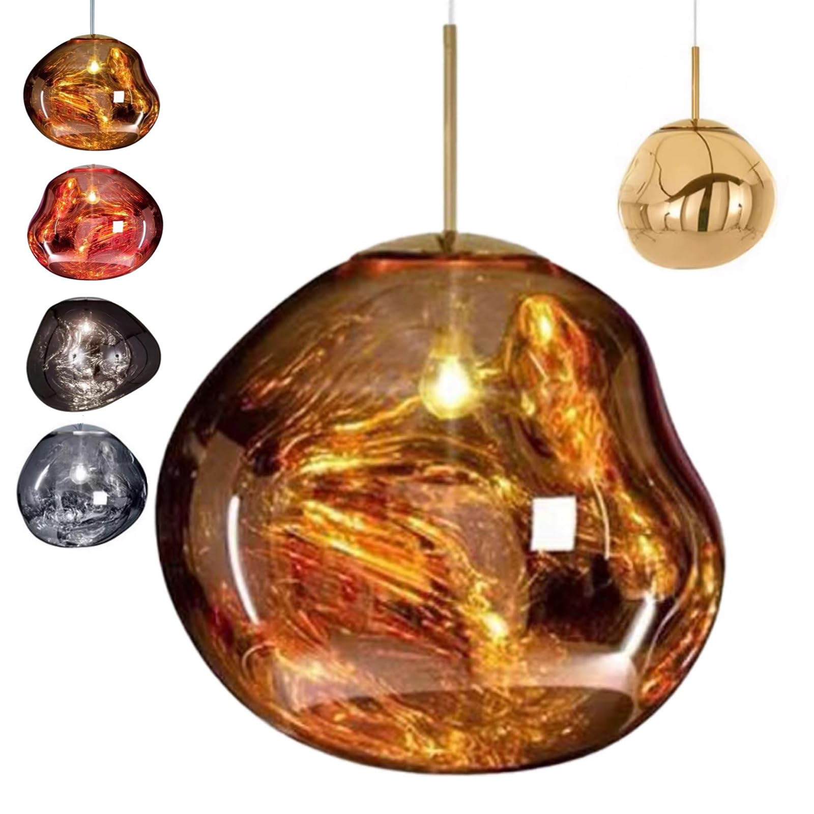 Pendant Light, LED Irregular Glass Design, Modern Lava Ceiling Light with Adjustable Cord for Home and Coffee Shop Decoration
