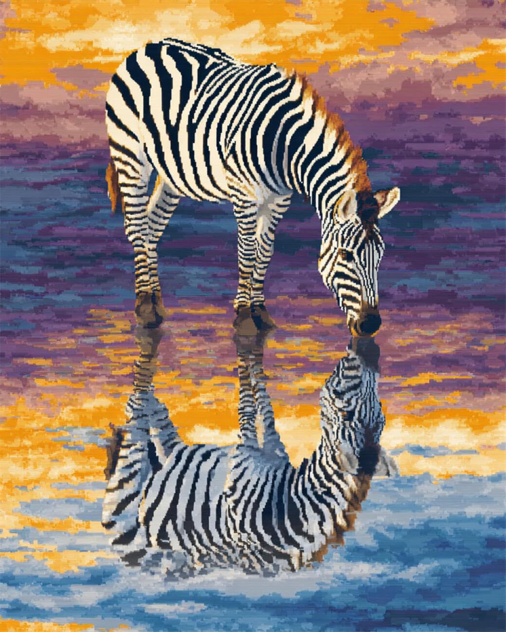 AMBATTERY Animal Tapestry Kit Cartoon Zebra Carpet Rug Making Kit，Cross Stitch Embroidery Kits Needlework Crafts for Home Decor 31x63in