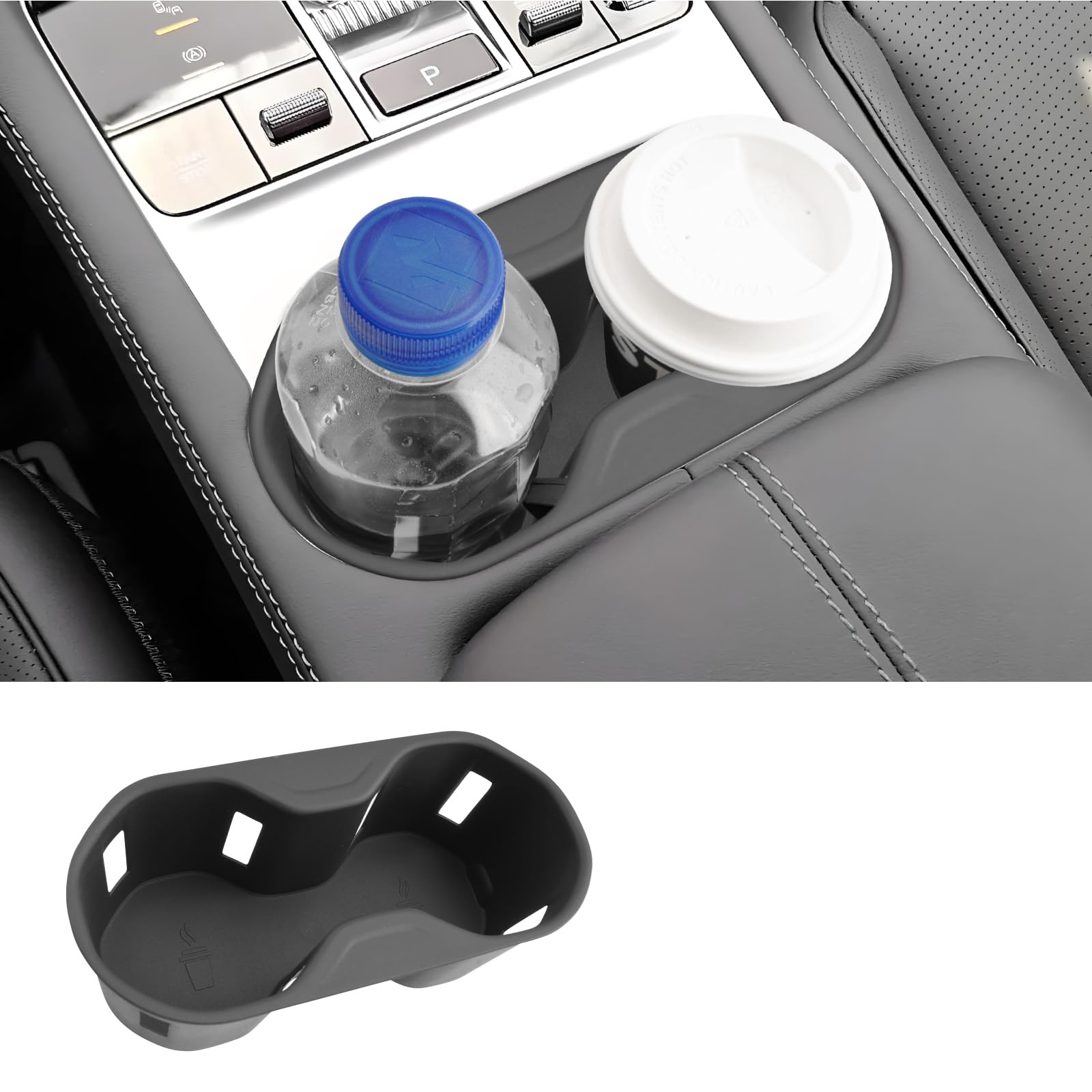 LUWU Mittelkonsole Getränkehalter Kompatibel mit BYD Seal U EV/Seal U DM-i (2023-2026) TPE Becherhalter Einsatz Anti-Rutsch Auto Wasserbecherhalter Zubehör