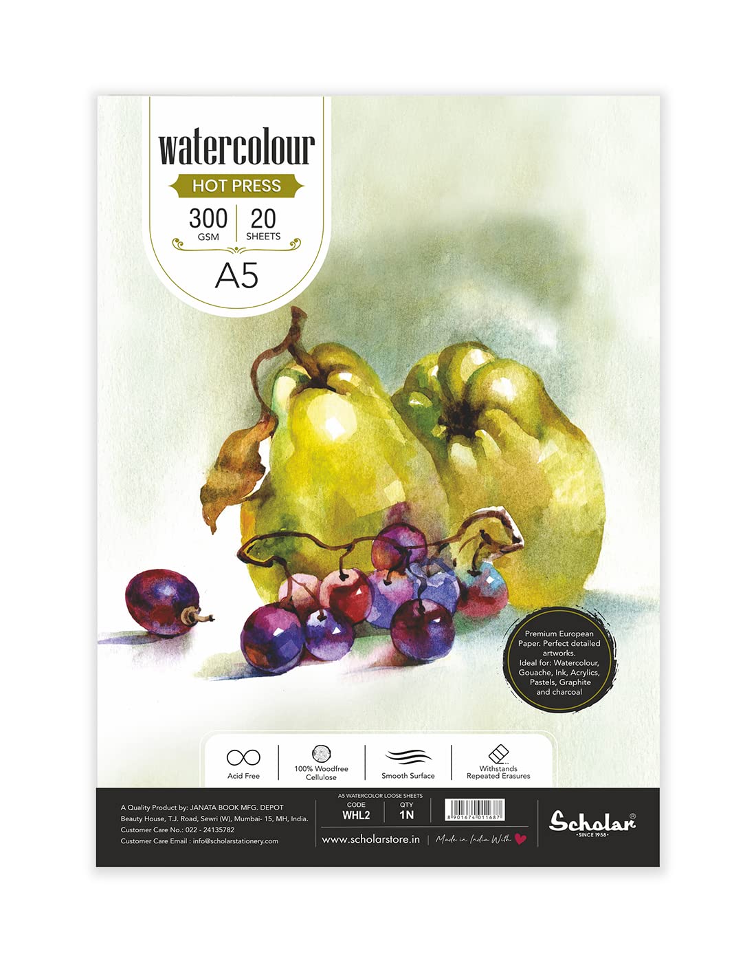 Scholar Watercolour Paper - 300gsm Hot Pressed -6