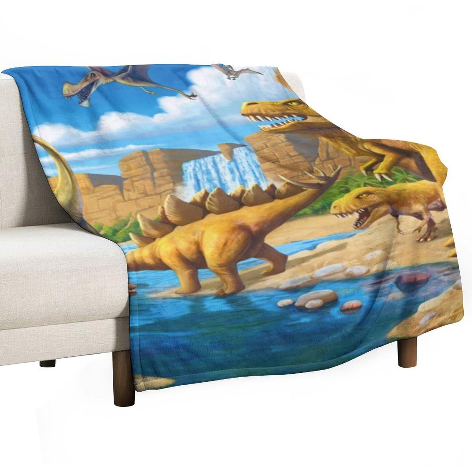 Hxwokrum Flannel Blanket, Dinosaur Carnivoros Throw Blanket for Couch Sofa Bed Office, Soft And Comfortable Without Pilling