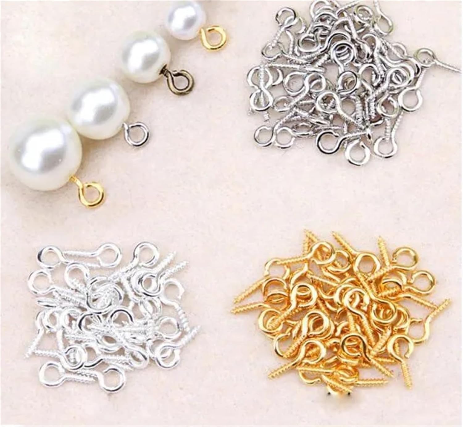 Small Screw Eye Pins 300pcs Small Sheep Eyes Nail Screw Jewelry Accessory Claw Nails Beaded Pendant for Pendant Cork Bottles(White k)