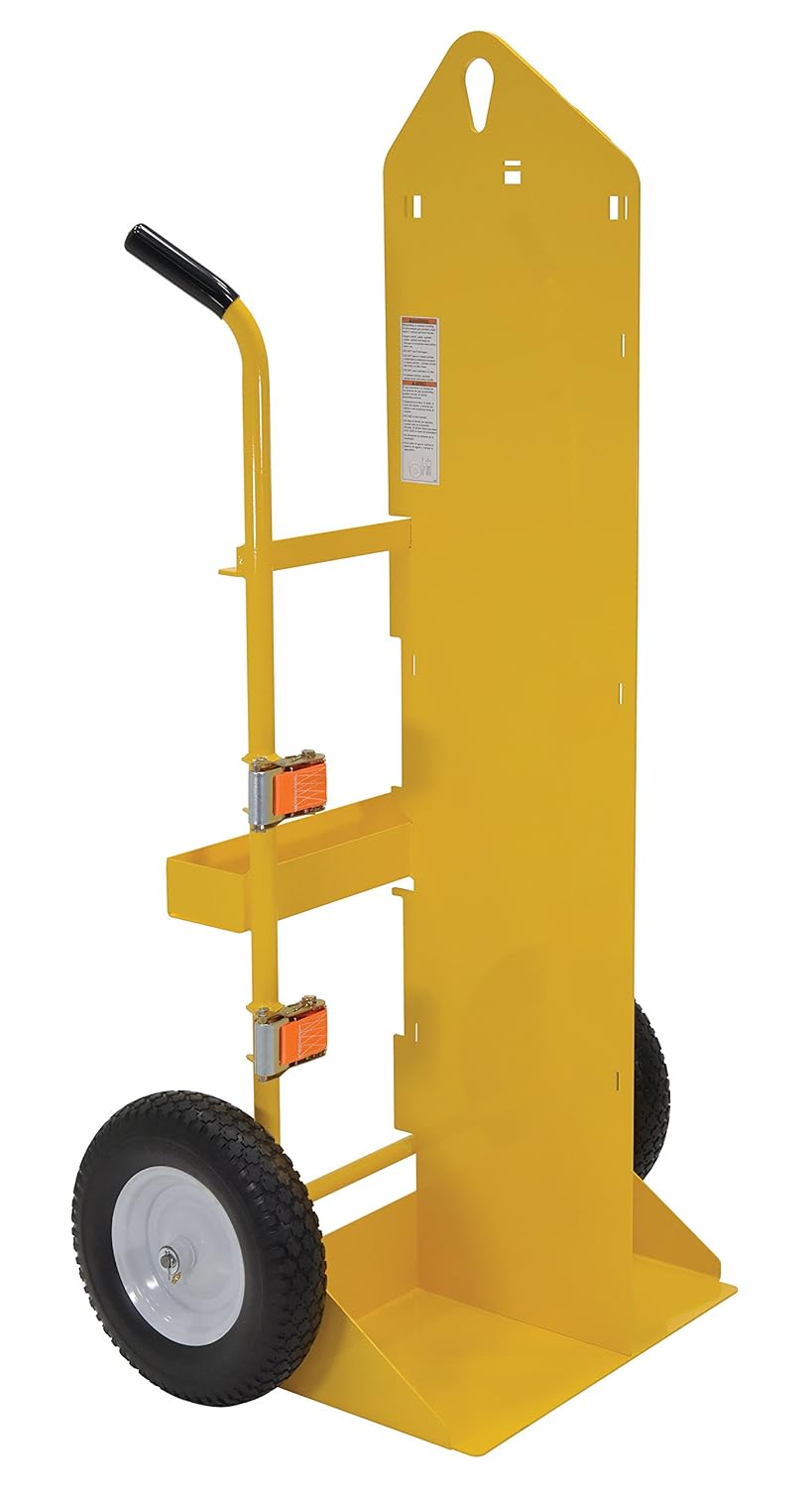 Vestil CYL-EH-FF Steel Torch Cart-Lift Eye with Foam Filled Wheels 22-13/16 in. x 34-1/2 in. x 66-3/8 in. 500 Lb. Capacity Yellow