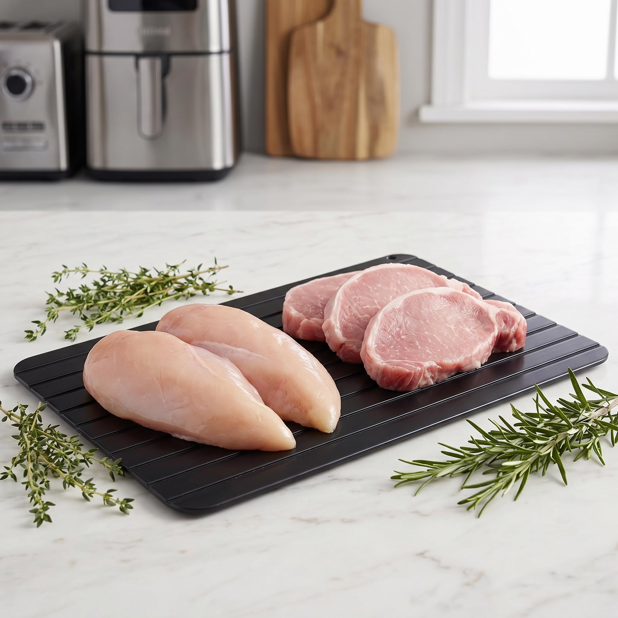 Plateau de Décongélation Rapide en Aluminium pour Viande Poisson Aliments Surgelés 29.5 x 21 x 0.2cm