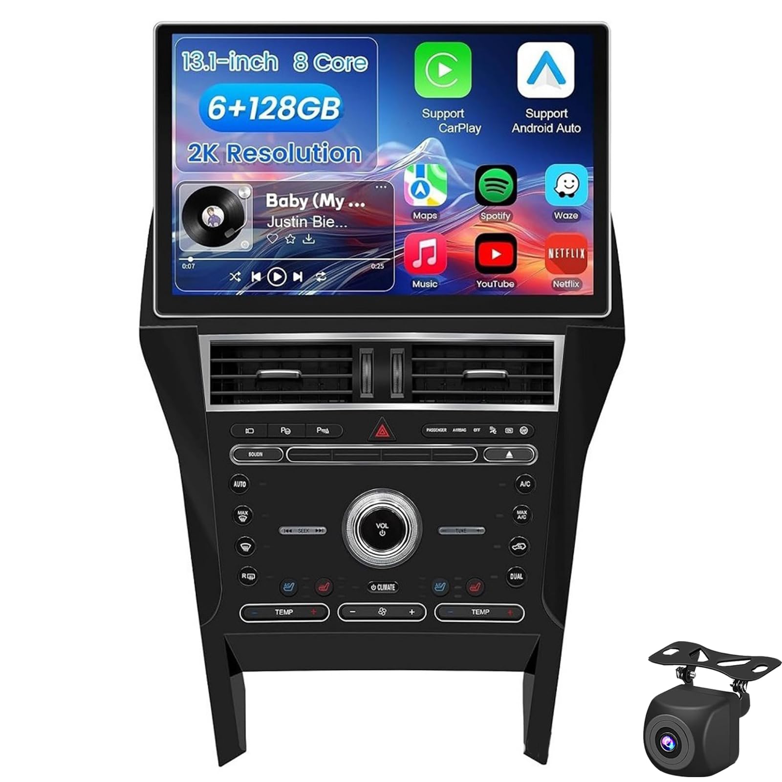 Autoradio Per Ford Explorer 2011-2019, Car Radio Android 15 Con Wireless Carplay E Android Auto Touchscreen Da 13,1'' Con GPS Mirror Link Wifi Bluetooth FM/RDS DSP Canbus E Telecam(Color:8 Core 4+32G)
