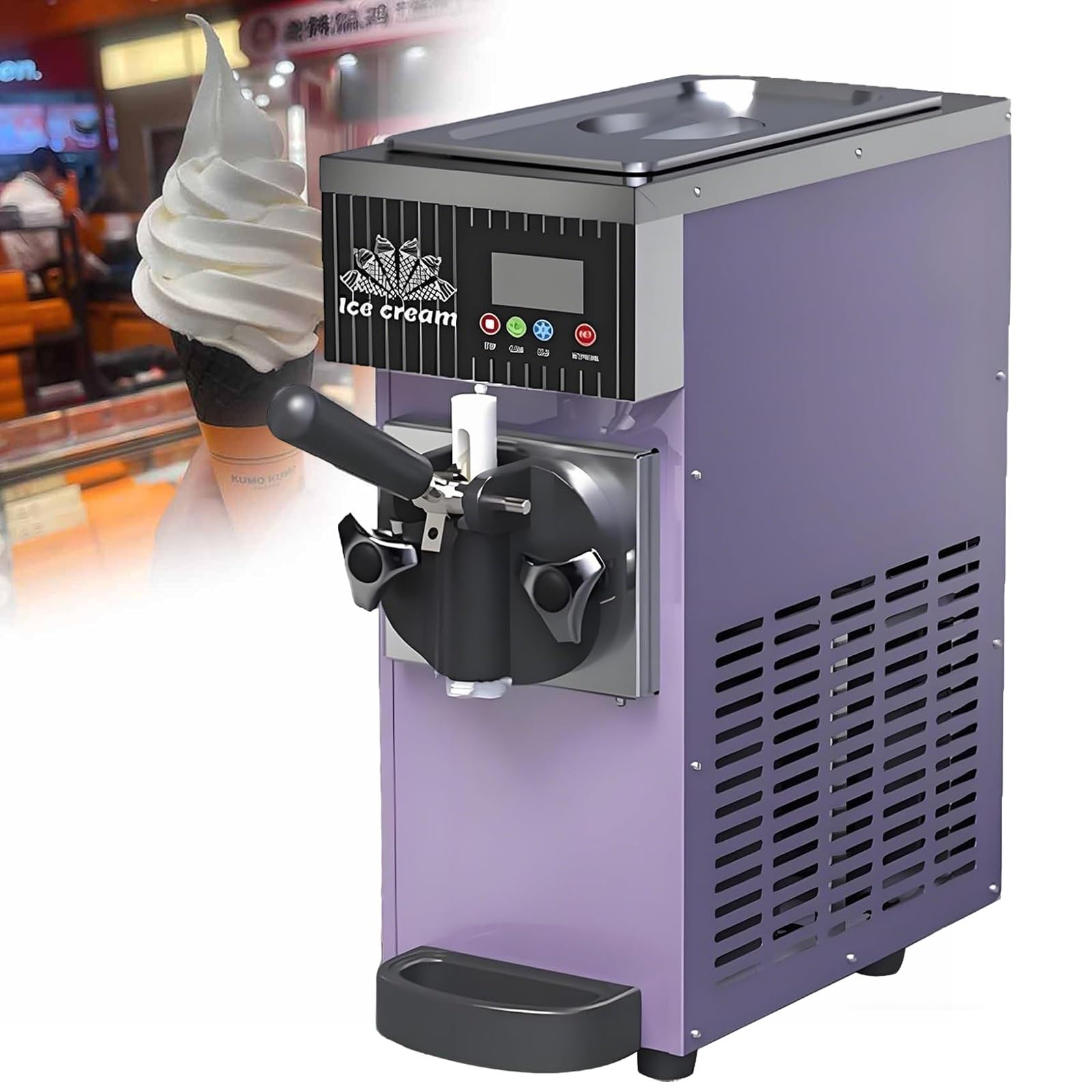 Soft Serve Heladera Compacta Profesional - 450/750W, 2.5L/3.5L, Preenfriamiento Integrado, Auto Clean, Pantalla Táctil, Máquina Para Hacer Helados Para Pequeños Negocios(Purple,450W)