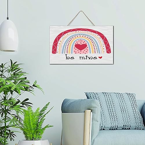 Autravelco Letrero de madera envejecida con diseño de corazón rojo Be Mine en forma de corazón rojo vertical placa de madera 6 x 10 pulgadas Día de