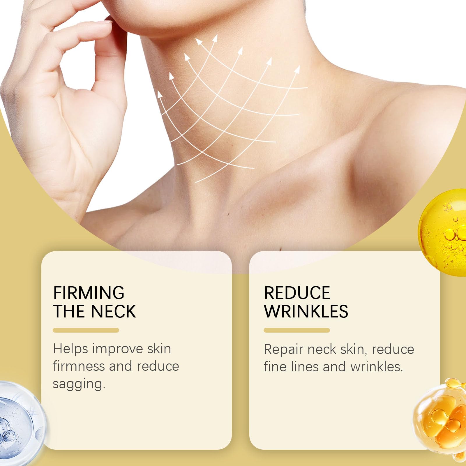Crema de cuello reafirmante y reafirmante con rodillo antiarrugas, crema hidratante de colágeno para piel flácida, mejora la elasticidad, tratamiento reafirmante con doble efecto para el cuello (3