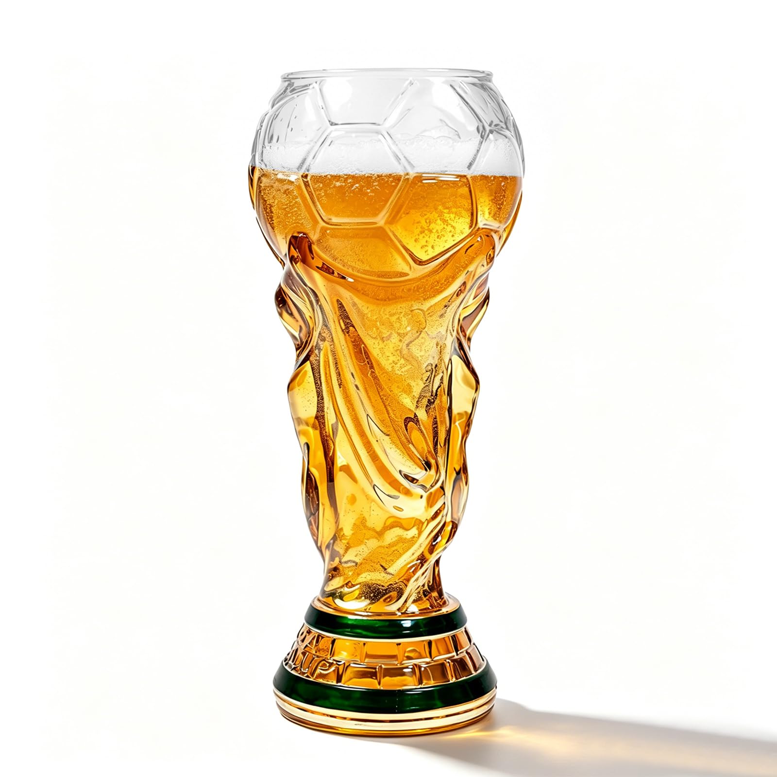 Boccale da birra da 480 ml, per la Coppa del Mondo di calcio, per birra, cocktail, bevande, feste di calcio (calcio, trasparente)