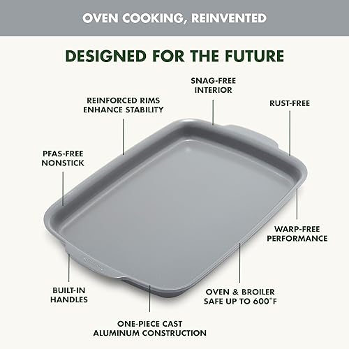 Miniatura 4 de GreenPan Premiere Ovenware - Bandeja antiadherente de cerámica saludable para hornear de cuarto de hoja de 13" x 9", sin PFAS, utensilios para