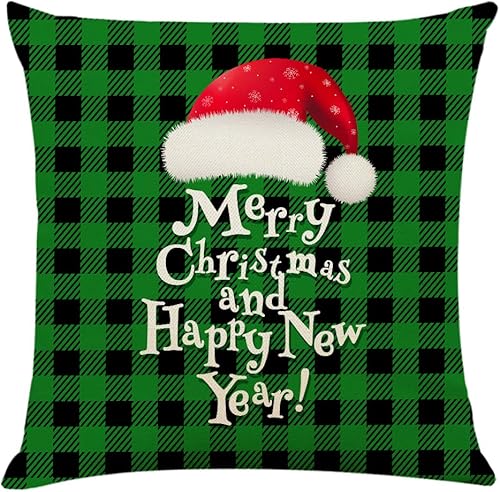 Miniatura 2 de Ogrmar 4 fundas de almohada cuadradas de 18 x 18 pulgadas, fundas de almohada decorativas de Navidad para sofá, cama y automóvil (Navidad-G)
