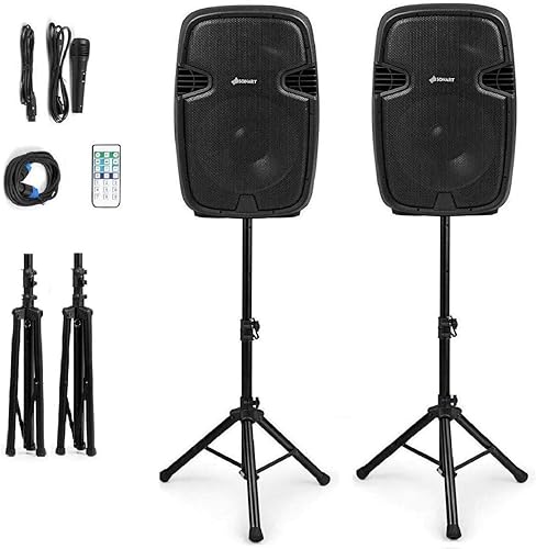 GOFLAME Sistema de altavoces PA portátil de 15 pulgadas, altavoz de 2 vías de 3000 W con altavoz activo + pasivo, altavoz DJ de alta potencia con