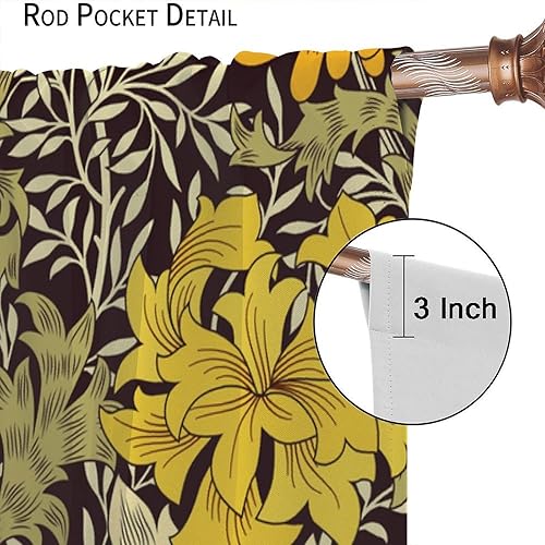 Miniatura 313 de Retro 70s Floral Blackout Window Curtains, Watercolor Flower Plant Rustic Modern Style Pattern Window Drapes, for Bedroom Living Room 42x45in 2