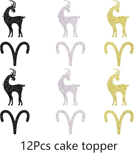 Miniatura 2 de 12 adornos para tartas de Aries, 12 constelaciones, la decoración de cupcakes de Aries es aplicable a la constelación de fiesta de cumpleaños (Aries)