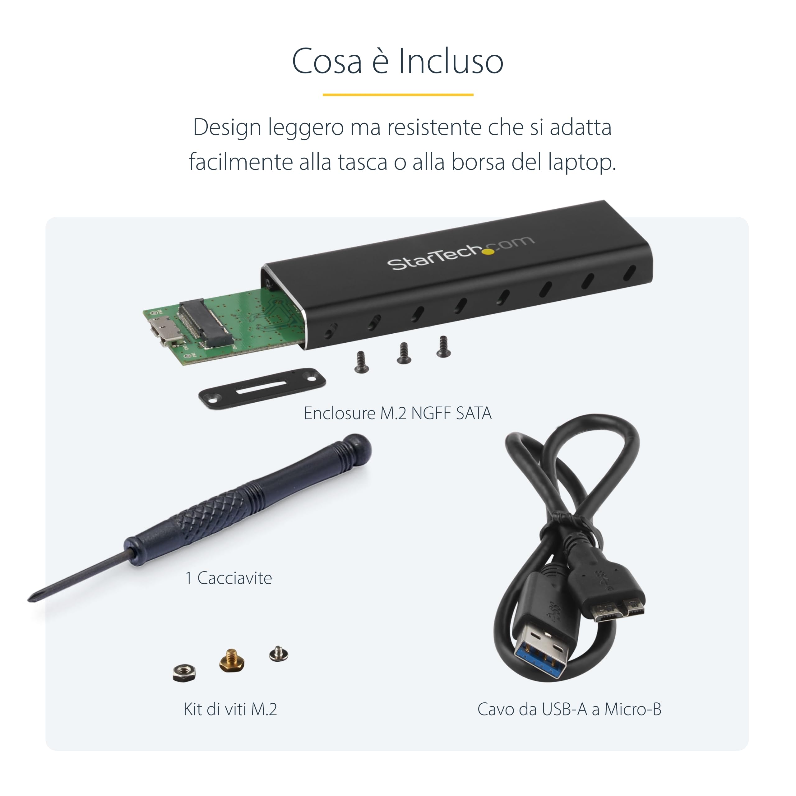 StarTech Box Esterno SSD M.2 NGFF SATA USB 3.0 5Gbps UASP Alluminio Nero | Solo per SSD M.2 SATA, Non Compatibile con NVMe/AHCI, Trasferimenti Dati Rapidi