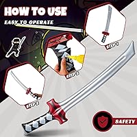 Vista 4 de Deekin Espada inflable ninja, ninja samurái, espadas inflables, juguete de Katana, juguete inflable para disfraz de samurái, accesorios para niñas