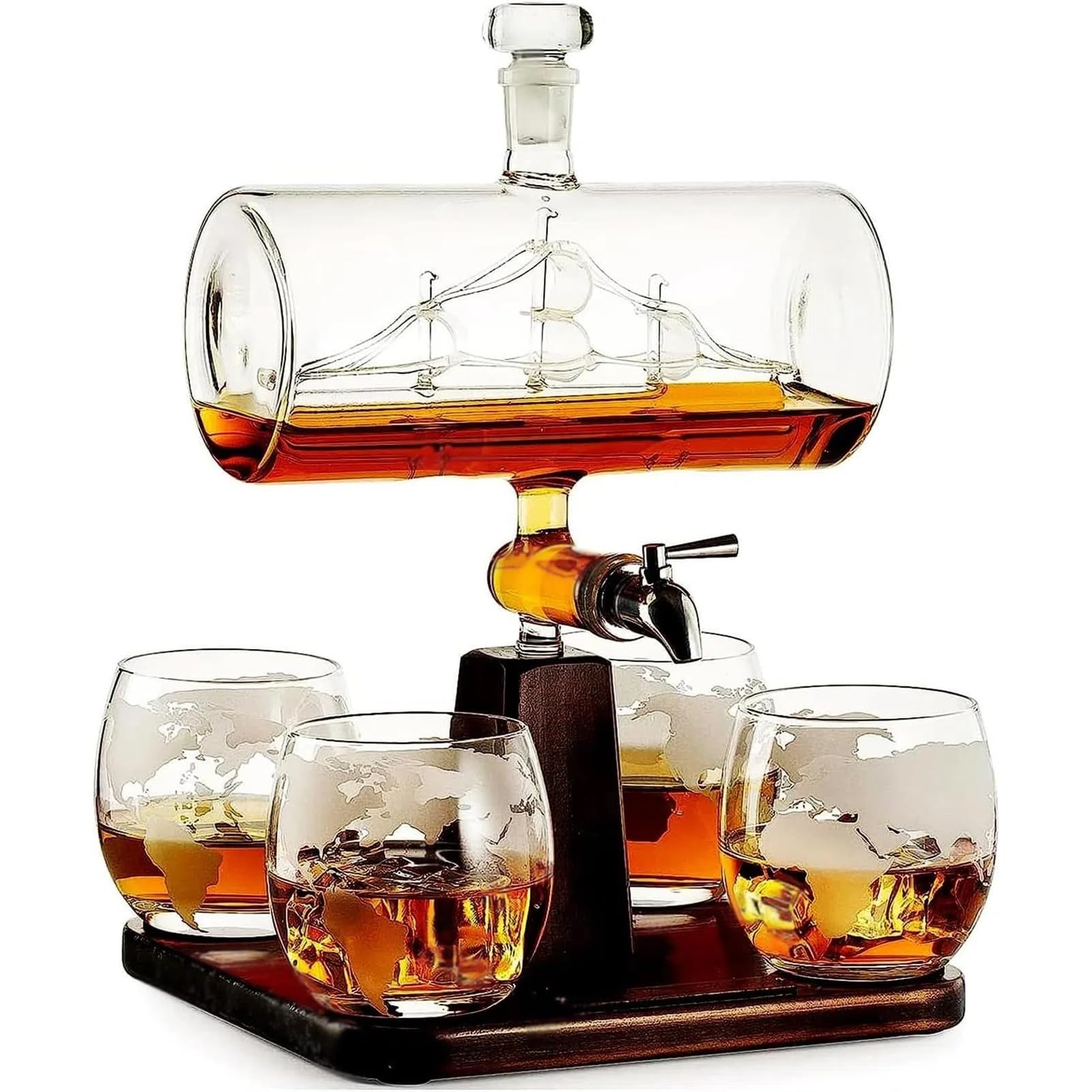 THE WHITE SHOP 1000ml Whiskey Decanter Set with Whiskey Glass, Great Bourbon Whiskey Gifts for Men,Fantastic Anniversary or Birthday Gift