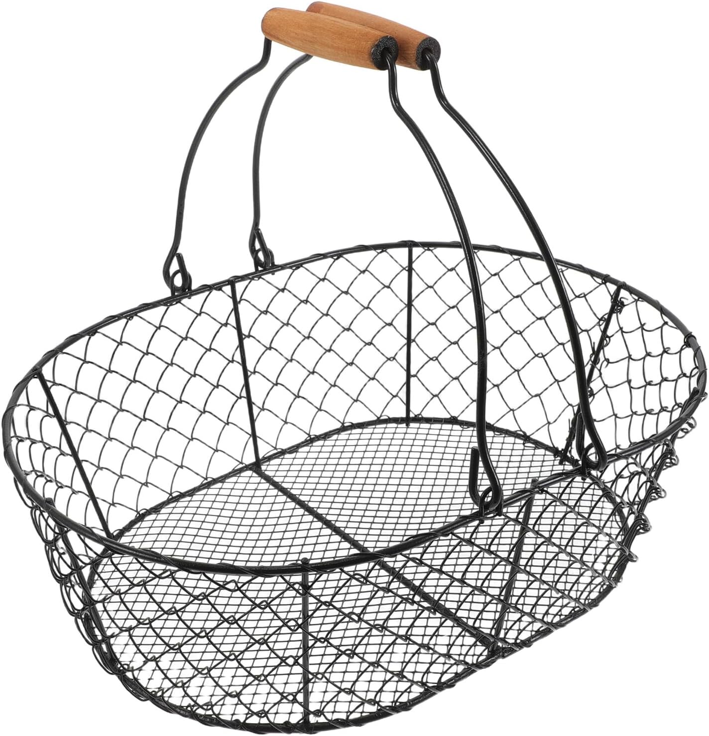 Coal Storage Basket with Handle, Metal Wire Firewood and Charcoal Carrier for Fireplace and Outdoor Use, Gray Firewood Basket for Log Storage and Campfire