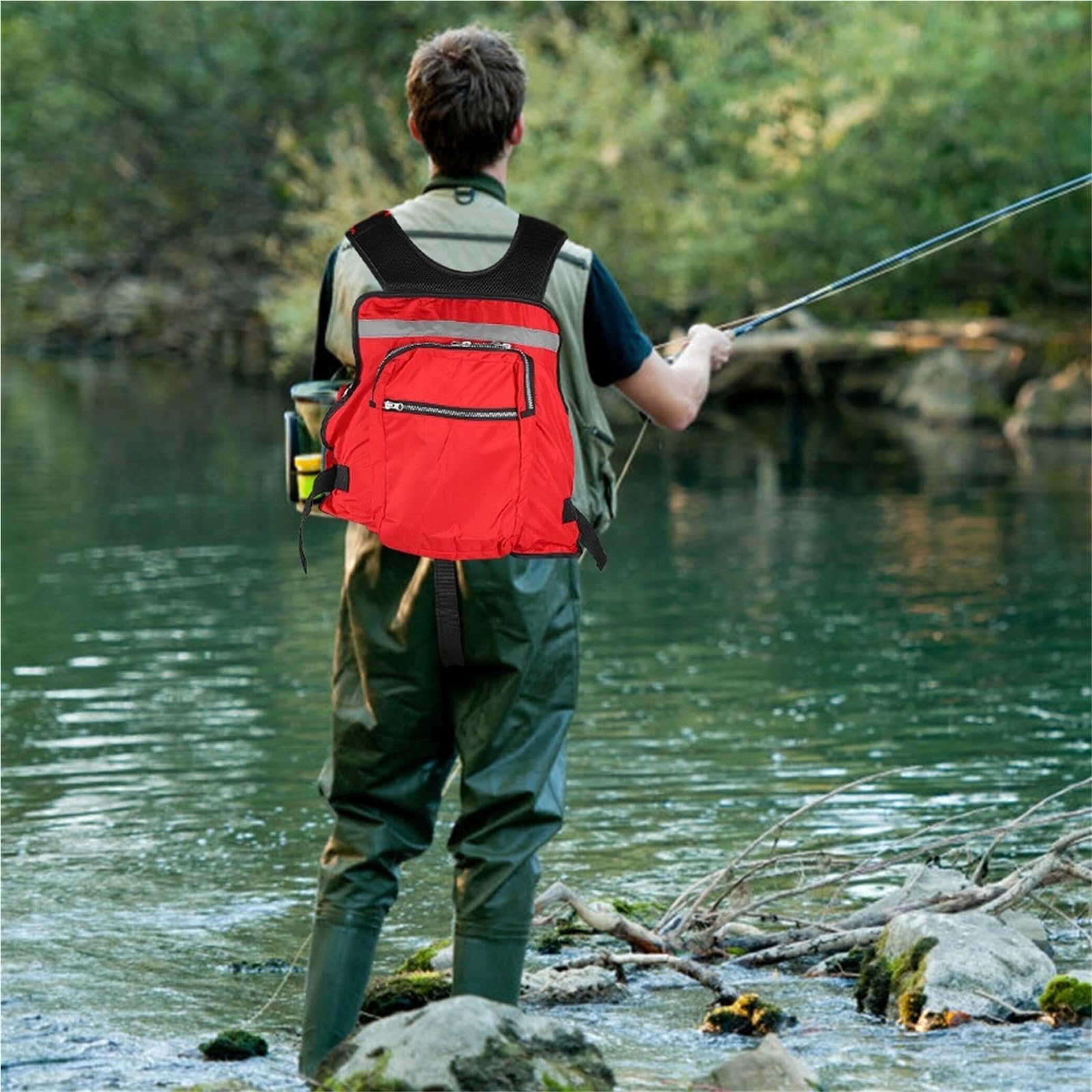 Giacca Galleggiante con Gilet Regolabile Multitasche da 40 a 80 kg | Gilet da Pesca con Multitasche Portaoggetti, Vestibilità Regolabile for la Sicurezza e il Comfort Degli Sport Acquatici