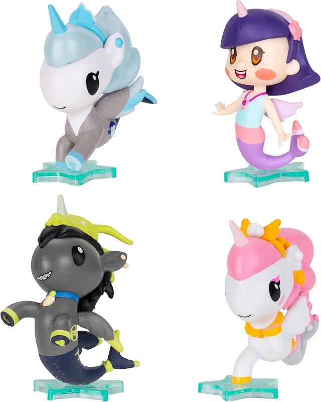 Jazwares Mermicorno: Starfall 2” 4 Figure Pack - Astra, Gwen, Sawtooth, & Kameko - Ages 5+ - Officially Licensed Mermicorno Product