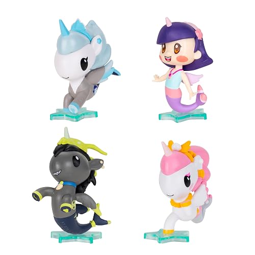 Jazwares Mermicorno: Starfall 2” 4 Figure Pack - Astra, Gwen, Sawtooth, & Kameko - Ages 5+ - Officially Licensed Mermicorno Product