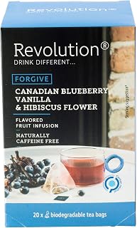 REVOLUTION TEA® Canadian Blueberry, Vanilla & Hibiscus Flower Fruit Tea [THE ORIGINAL] – Premium Full Leaf Tea – Biodegradable Infuser Tea Bags – Flavored Fruit Tea – Naturally Caffeine Free – 20 Bags