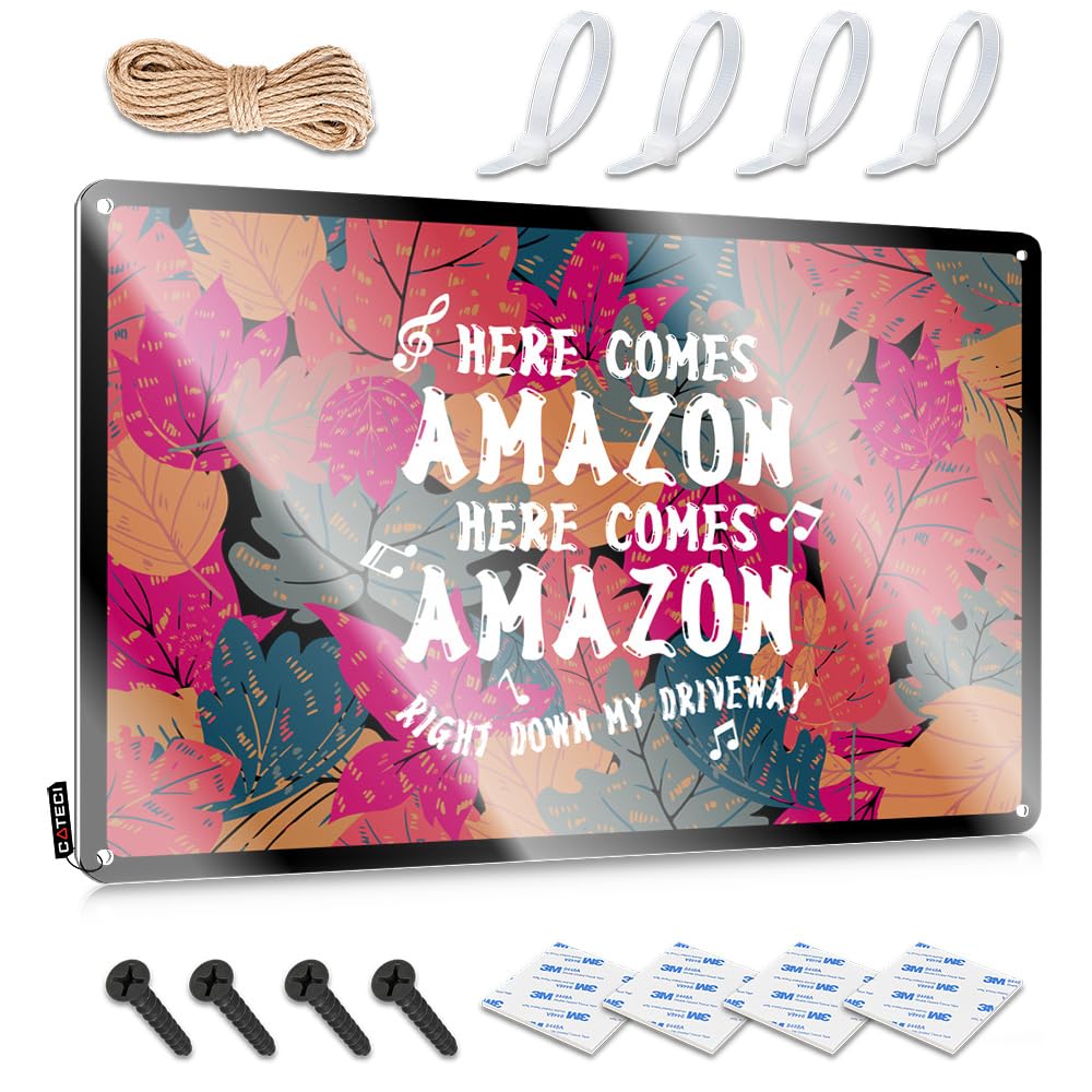 Cave Door Sign Here Comes Amazon Right Down My Driveway Tin Sign Home Bar Decor Beer Decor(30X40CM)