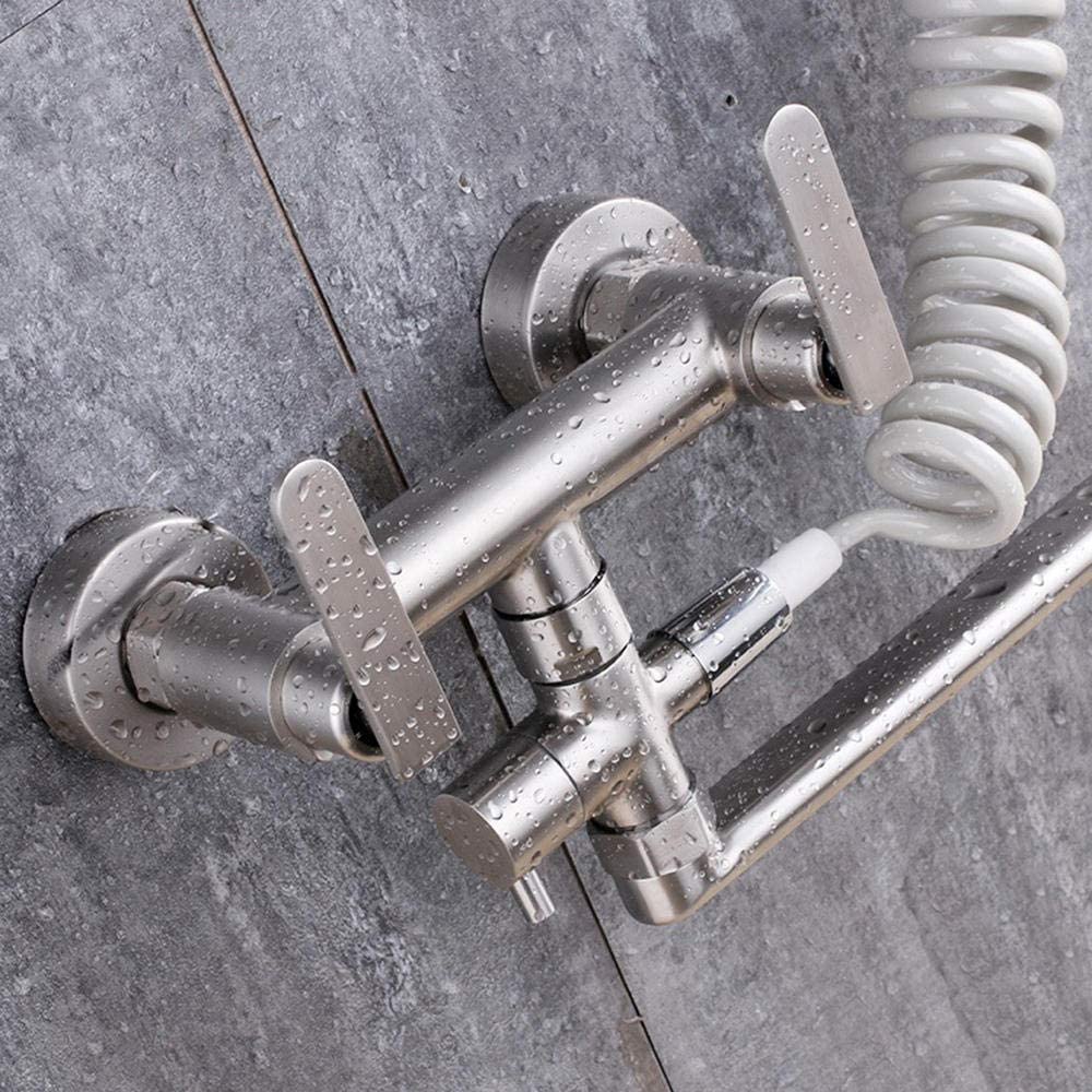 CMBSSTFC Pistola rociadora para Grifo de Montaje en Pared, trefilado de Acero Inoxidable 304, Grifo de Agua fría y Caliente, Tirador multifunción, Fregadero de Cocina, grifos para Fregadero de