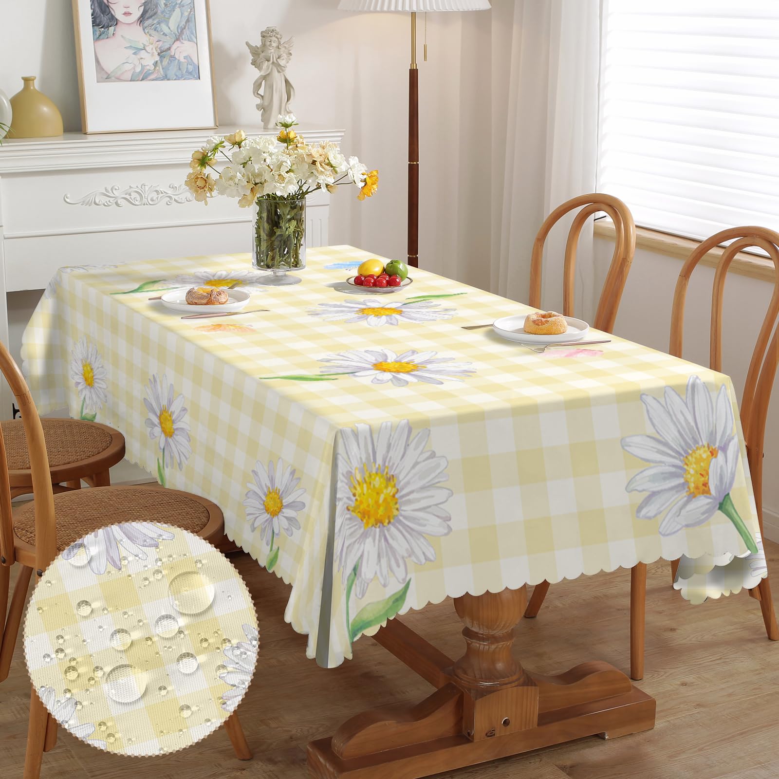 iEvery Tischdecke landhausstil Tischdecke Wasserdicht Anti-Falten Table Cloth für Küche, Esstisch, Couchtisch, Parteien, Abendessen