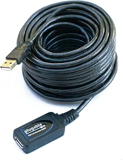 Plugable 10 Meter (32 Foot) USB 2.0 Active Extension Cable Type A Male to A Female - Driverless