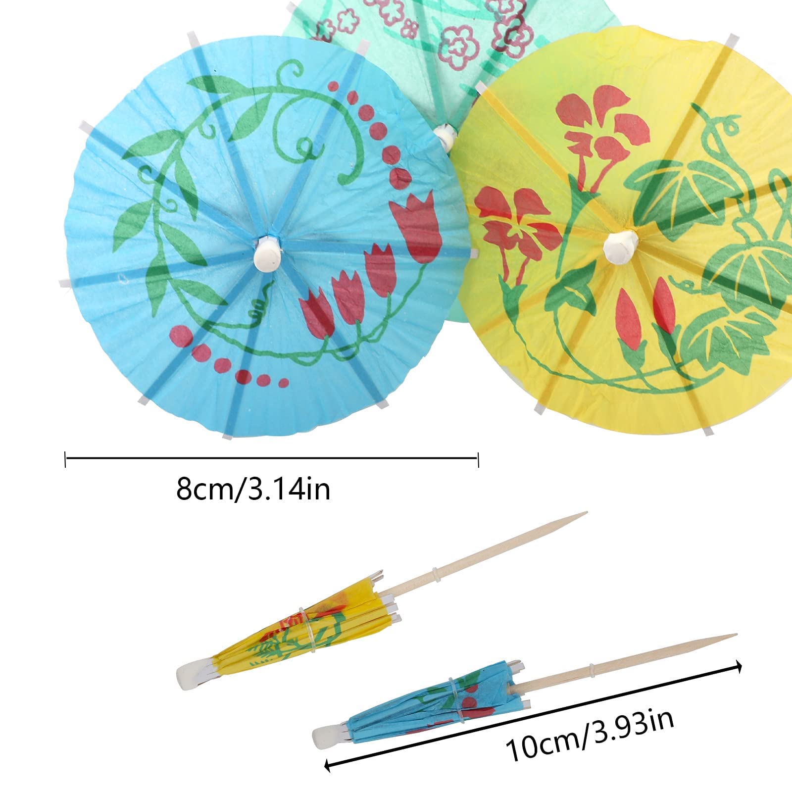 WANGCL 50 piezas de sombrillas de cóctel de color tropical, para decoración de bebidas, fiestas, bares, postres, actividades al aire libre