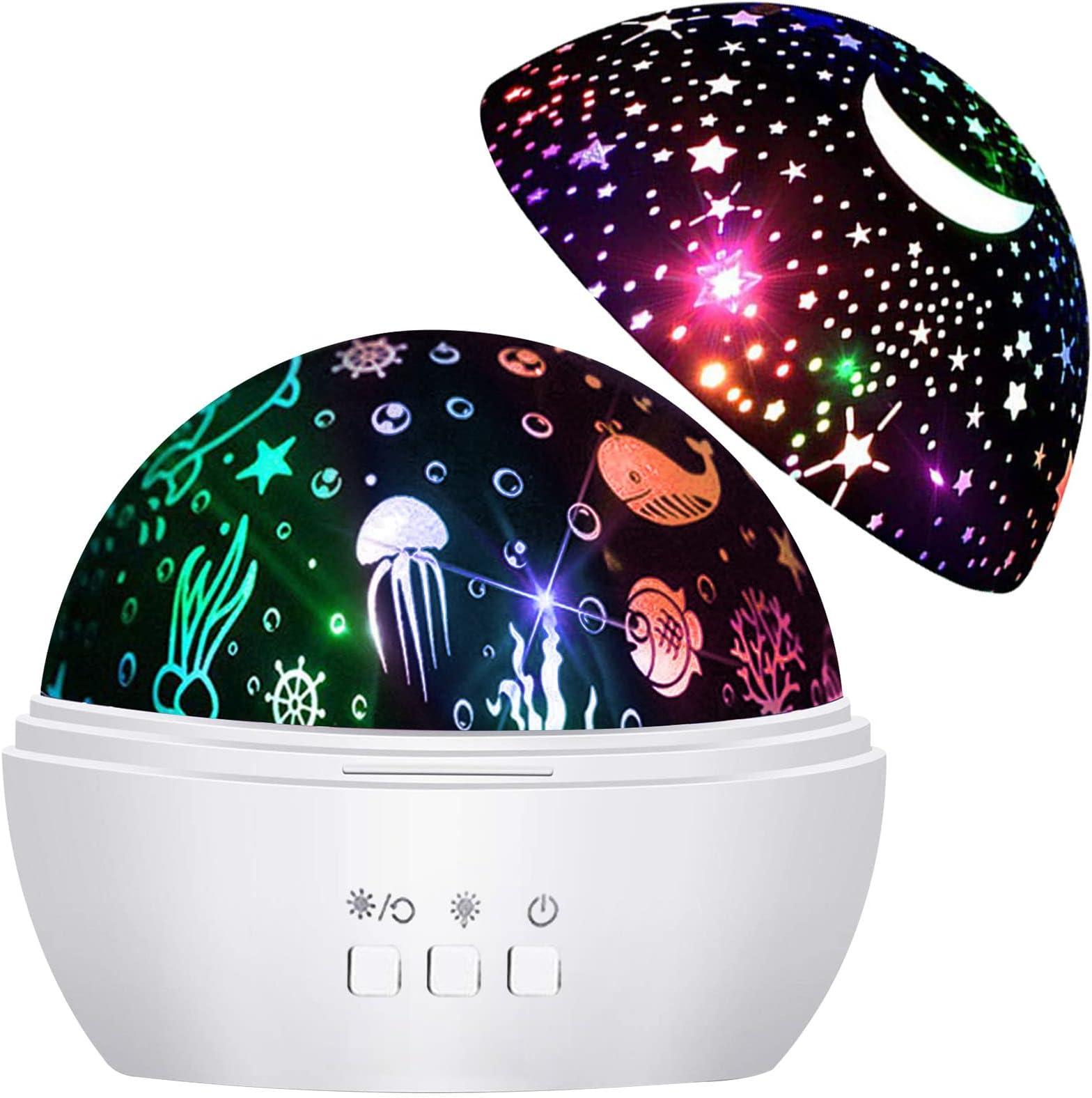 Moredig Ocean Light Projector, Rotating Kids Night Light Projector for Bedroom, Baby Star Projector Night Light with 8 Colors, Stars & Ocean Projections Christmas Gifts for Baby, Kids Gifts - White