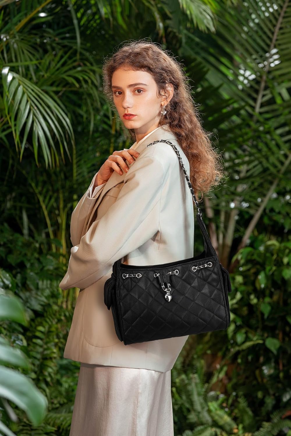 Quilted Purse for Women, Vegan Leather Shoulder Tote Bag with Chain Strap Designer Top-Handle Bags Small Satchels Handbags | Stylish Design, Practical Size, Multiple Pockets, Spacious Capacity, Convenient Access, Quality Materials - Image 2