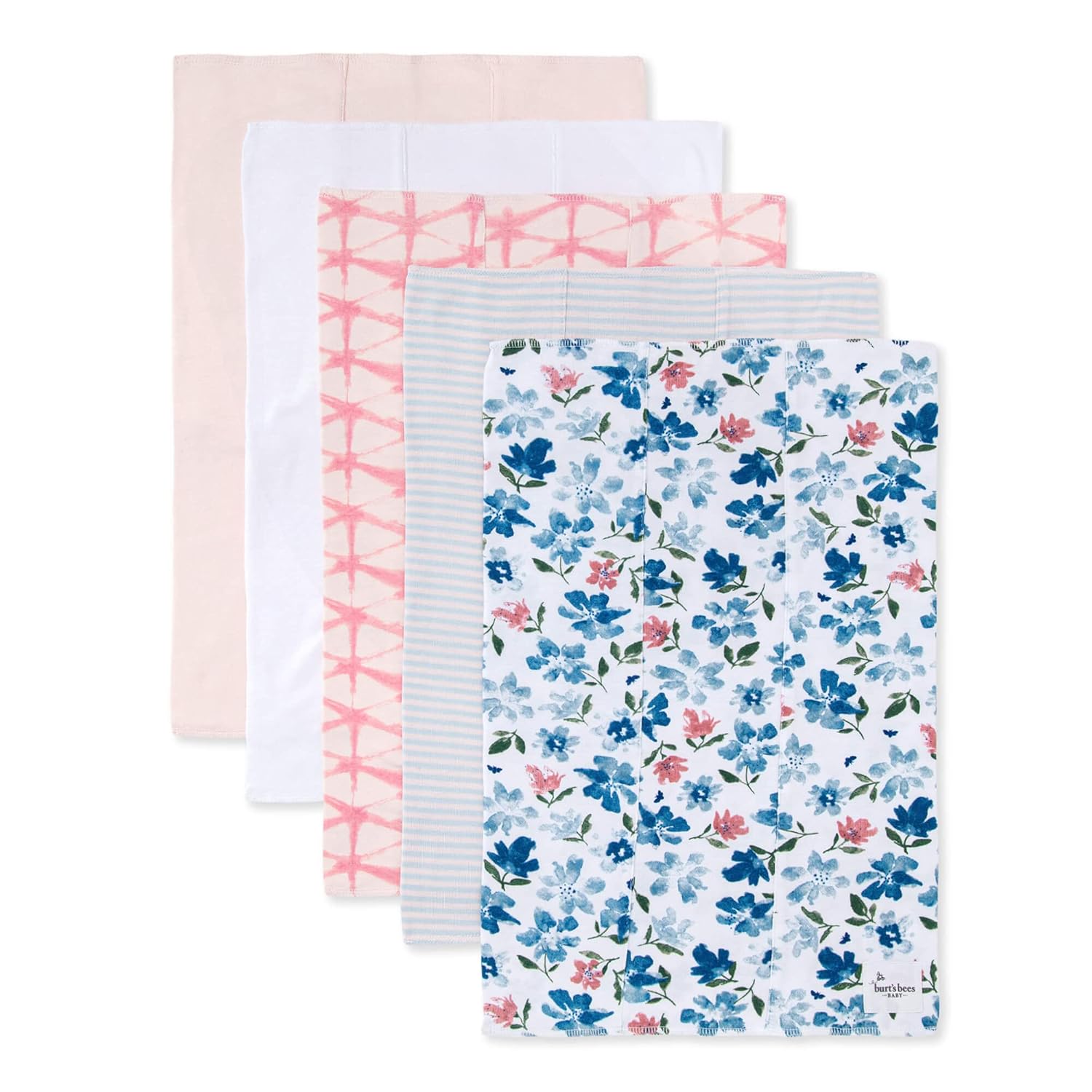 Burt's Bees Baby Burp Cloths, 5Pack Extra Absorbent 100