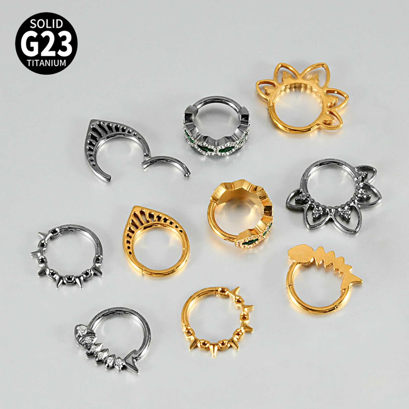 Helix Ring Titan, 2 Stück Piercing-Nasenringe Blumenmuster