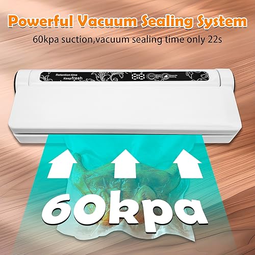 Miniatura 4 de Máquina selladora al vacío para alimentos, ahorro automático de alimentos secoshúmedos con pantalla digital, operación de un solo toque, barra de