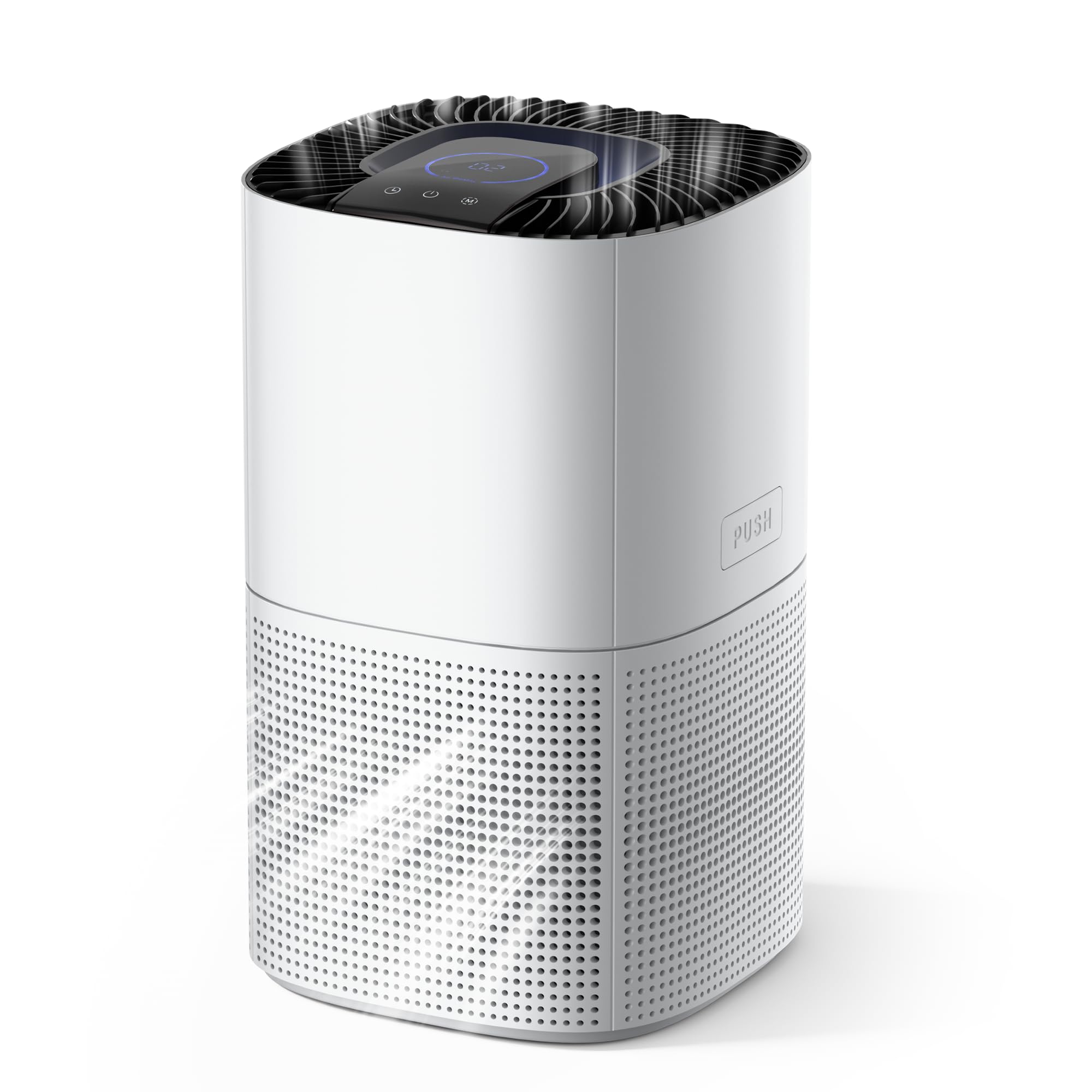 Electactic H13 HEPA Air Purifier for Home Filtration Up to 1110 Ft² | Air Quality Sensor & Auto Mode, 24dB Quiet Sleep Mode, 3 Speeds, Touch Control, Timer up to 12h, 360° Air Intake, White, Pearl White