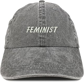 Trendy Apparel Shop Feminist Embroidered Washed Cotton Adjustable Cap - Black