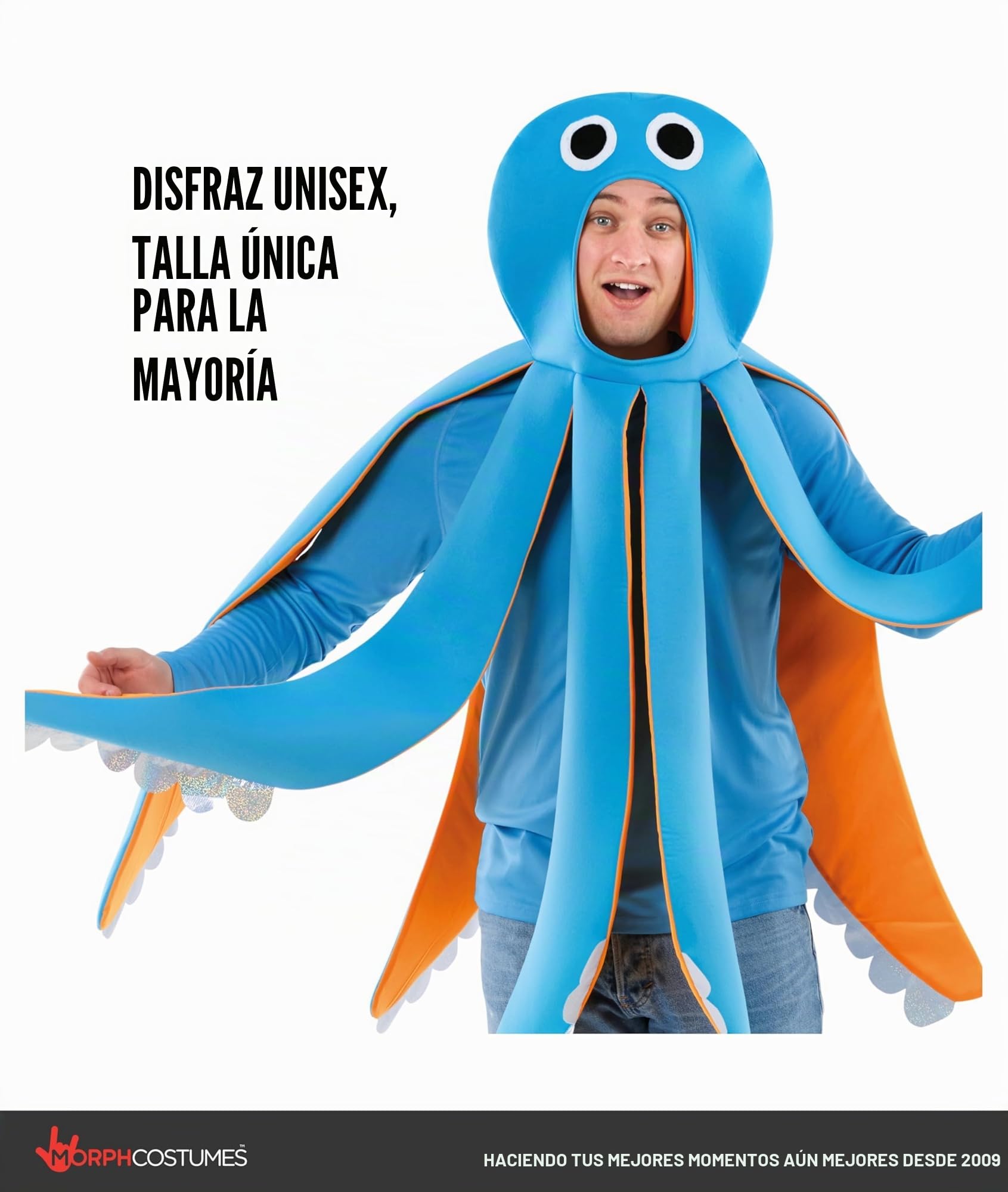 Fun Shack Disfraz Pulpo Hombre, Disfraz Marino Halloween Hombre | Tabardo Azul & Tentáculos Rellenos, Diseño de Pulpo, Para Poner, Perfecto para Halloween, Ideal para Disfrazarse