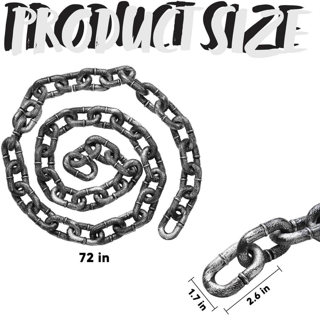 Spooktacular Creations 2 Packs Halloween Chains, 6 Feet Plastic Chains Props Fake Chain Link Prop for Costume Party Decoration, Dress-up Party, Halloween Cosplay Accessories