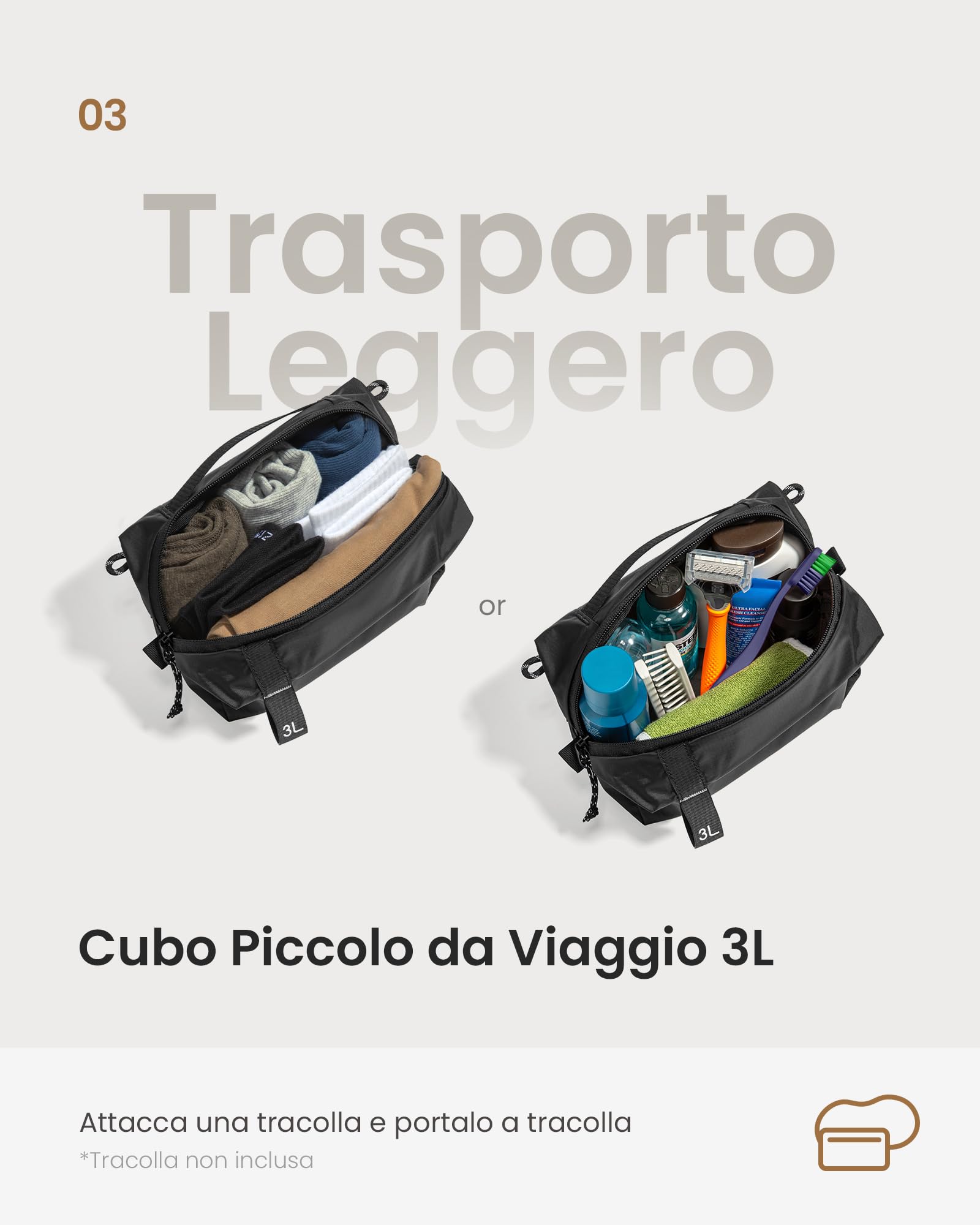 tomtoc Organizer Valigia Set di 3, Packing Cubes Compression, Organizer Viaggio Antiodore, Sacchetti per Vestiti kit Viaggio, Organizer Valigia Salvaspazio, Buste Vestiti, Organizer Zaino
