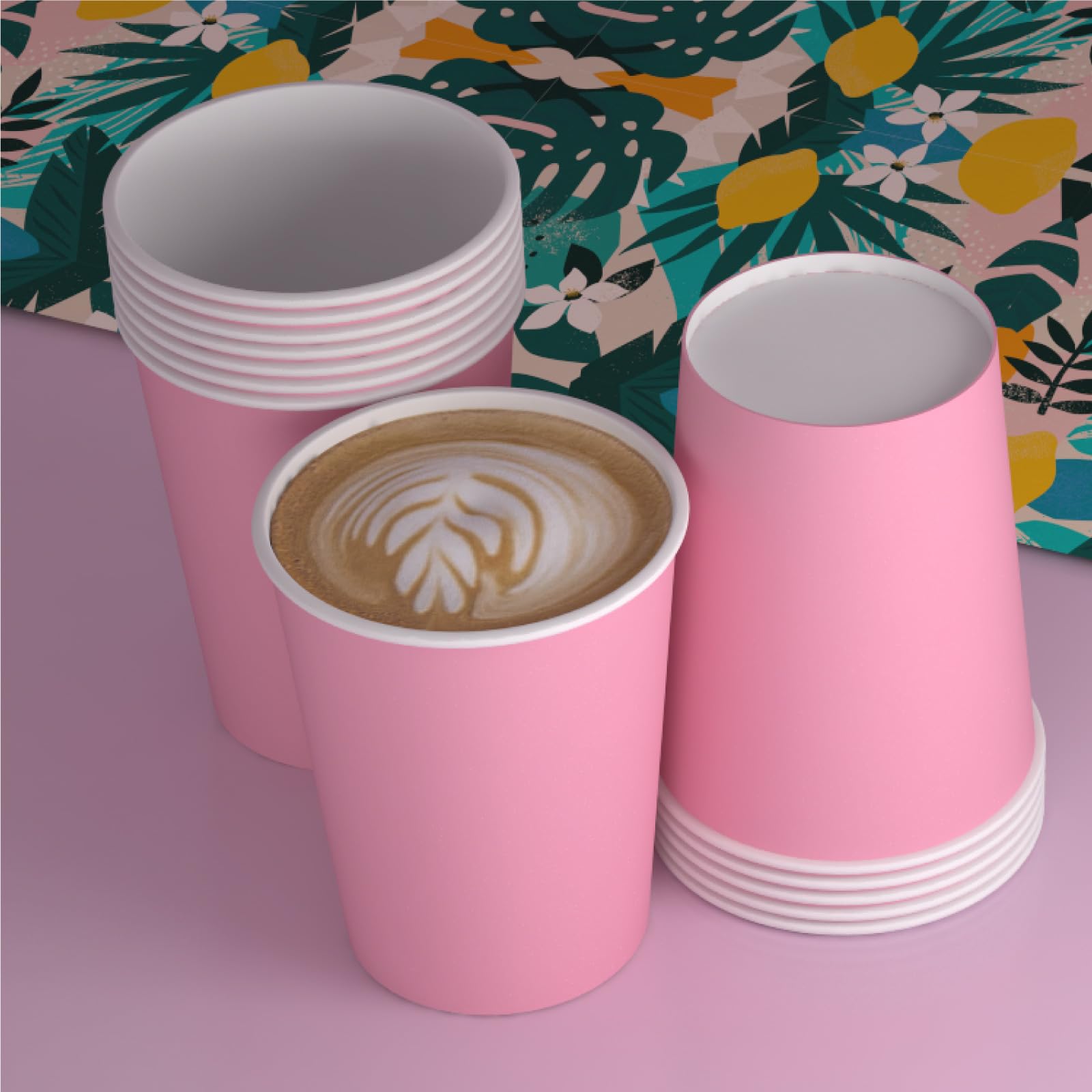 Baciato Caffè 1000 Pappbecher, 200 ml, umweltfreundlich, biologisch abbaubar, Einwegbecher, hergestellt in Italien, für den Sport, heiße Getränke, bunt, rosa – hergestellt und verpackt in Italien