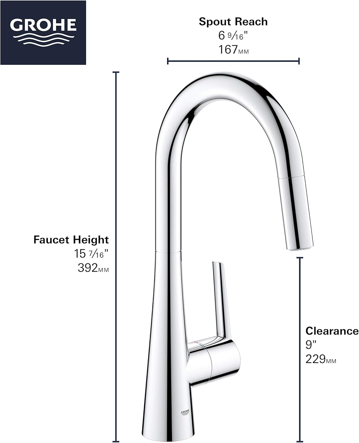 Uр Tо 40% оƒƒ GROHE 32283003 Zedra Single-Handle Kitchen Faucet, Chrome