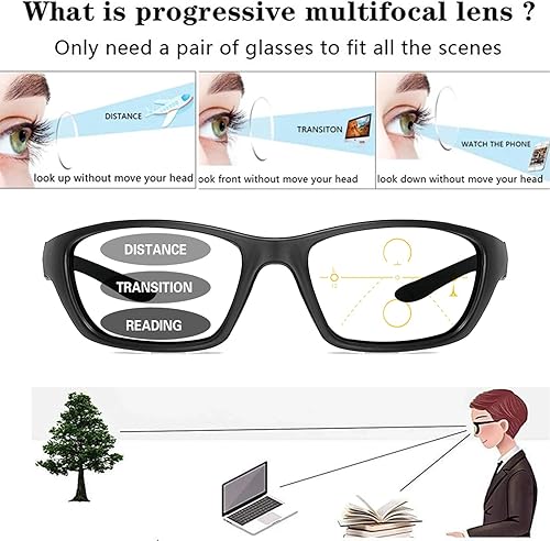 Miniatura 4 de Gafas de lectura fotocrómicas progresivas multifocales de transición para hombres y mujeres