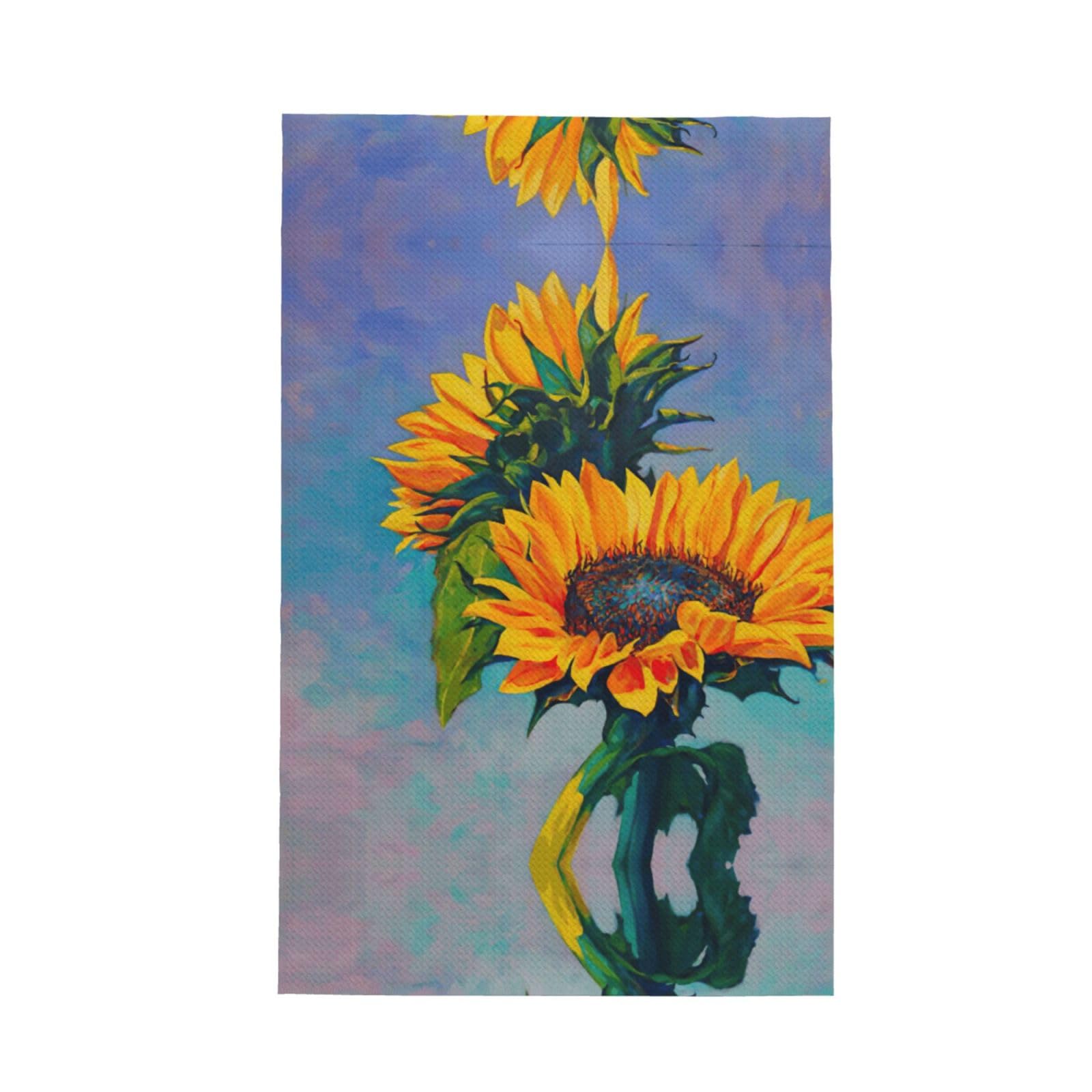 XXahnbm Sunflower Painting Print Waffle Kitchen Towel,Absorbent Hand Towel