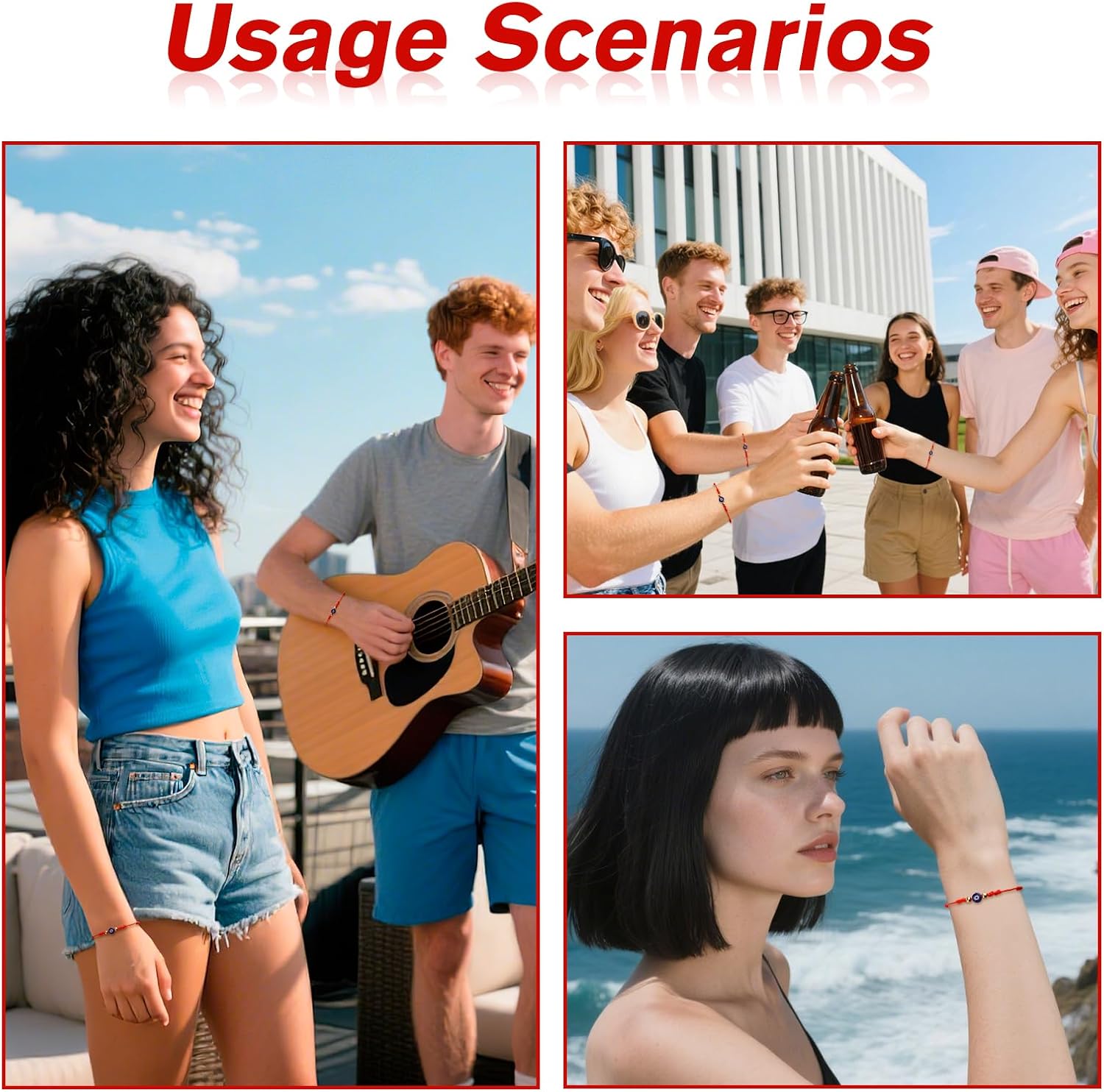 12pcs Evil Eye 7 Knot Lucky Bracelets Set, Adjustable Red String Protection Bracelet with Gold Beads for Women Men, Rakhi Gifts for Brother and Bhabhi, Handmade Spiritual Jewelry Amulet - Image 5