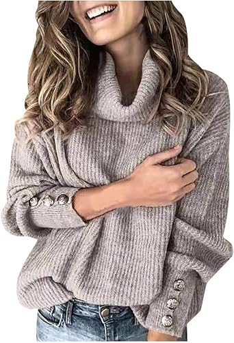 TANGNADE Turtleneck سترة النساء بالإضافة إلى حجم سترة طويلة الأكمام كابل متماسكة البلوزات خفيفة الوزن مكتنزة البلوفر عالية الرقبة